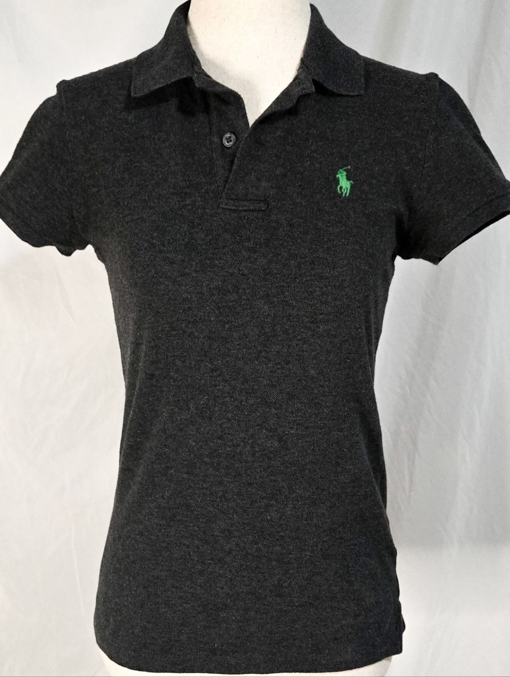 Ralph Lauren The Skinny Polo Gray Logo Short Sleeve Fitted Collar Green
